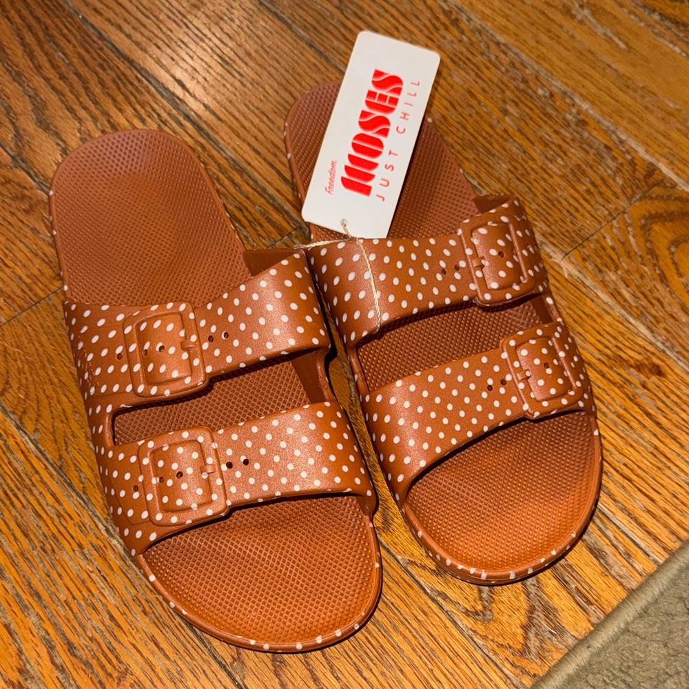 Freedom Moses Camel Polka Dot Slide Sandals